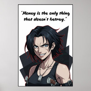 Revy – Black Lagoon Money Quote Motivation Poster