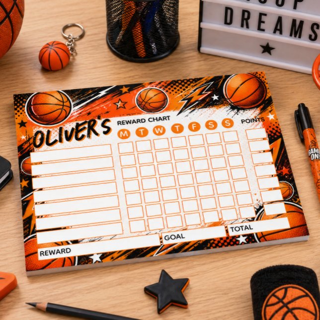 Reward Chart Basketball Personalised Chart Notepad (Creator Uploaded)