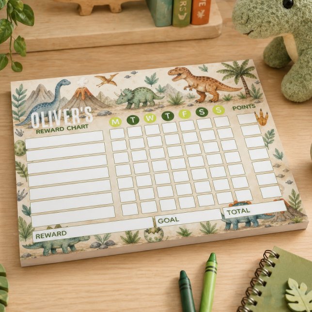 Reward Chart Dinosaur Personalised Chart Notepad (Creator Uploaded)