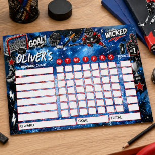 Reward Chart Ice Hockey Personalised Chart Notepad