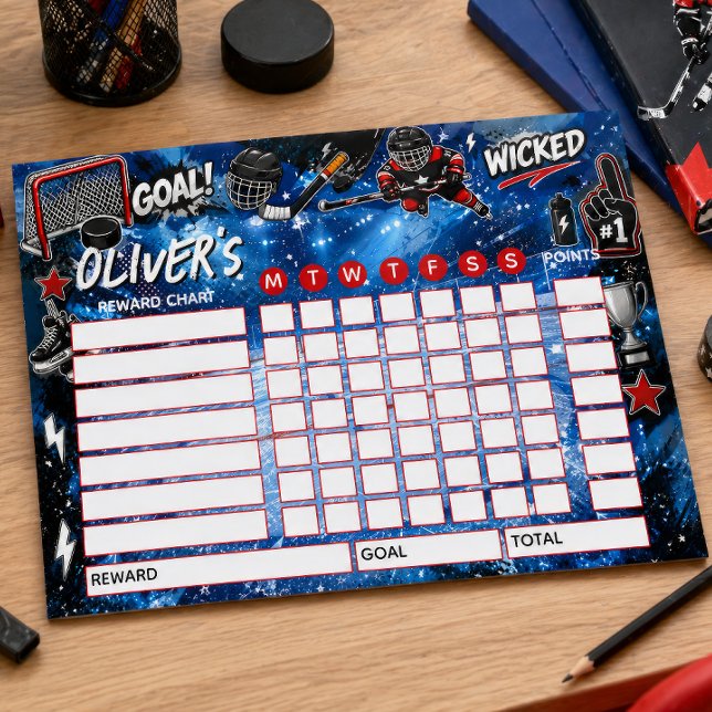 Reward Chart Ice Hockey Personalised Chart Notepad (Creator Uploaded)