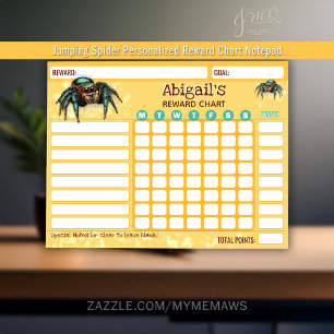 Reward Chart Jumping Spider Personalized Chores Notepad