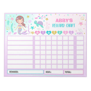 Reward Chart Mermaid Personalized Chore Chart Notepad