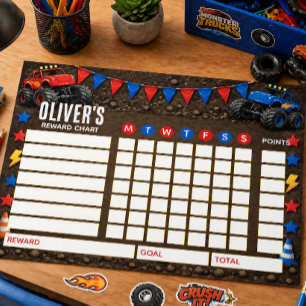 Reward Chart Monster Truck Personalised Chart Notepad