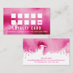 REWARD LOYALTY CARD modern painted pink watercolor