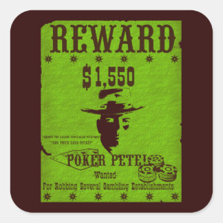Reward Poker Pete Square Sticker