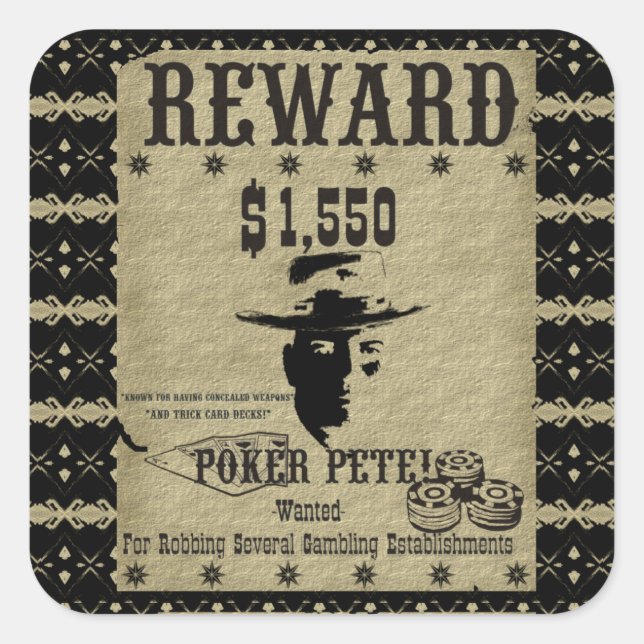 Reward Poker Pete  Square Sticker (Front)