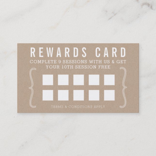 REWARD PUNCH CARD simple text minimal trendy kraft (Front)