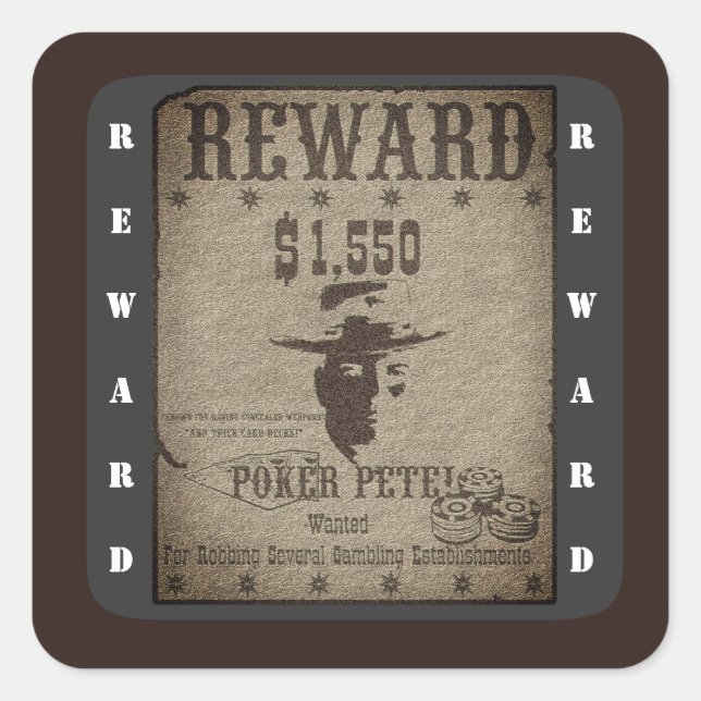 Reward Western Poster Square Sticker (Front)
