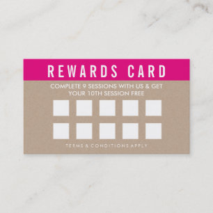 REWARDS LOYALTY CARD bold trendy kraft pink