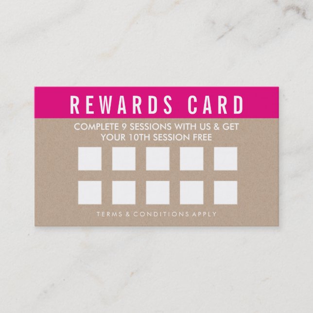 REWARDS LOYALTY CARD bold trendy kraft pink (Front)