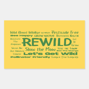 Rewild Text Yellow with Green  Sticker