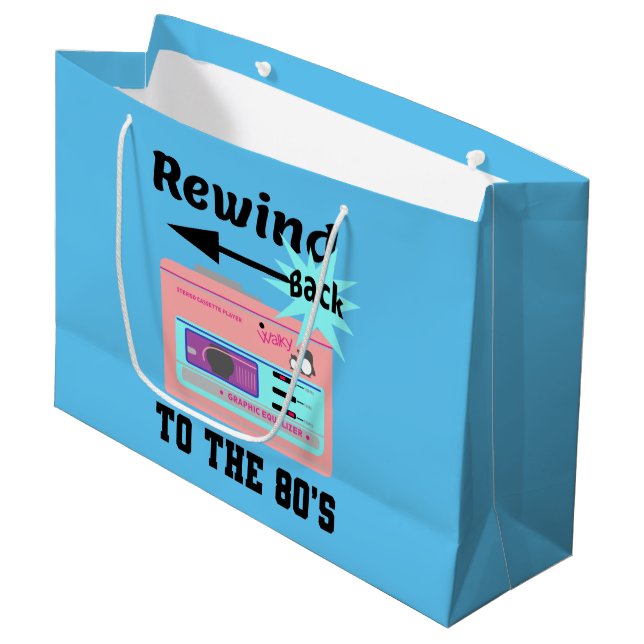 Rewind Back to the 80's   Large Gift Bag (Front Angled)