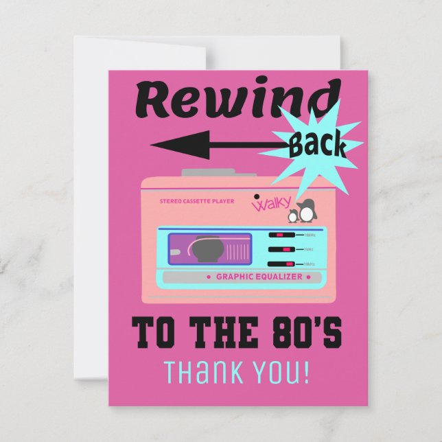 Rewind Back to the 80's Thank You Card (Front)