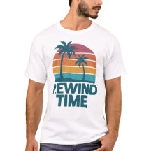 Rewind time retro sunset palm tee