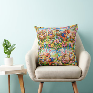 Rex and hoot Easter Garden throw cushion fund char