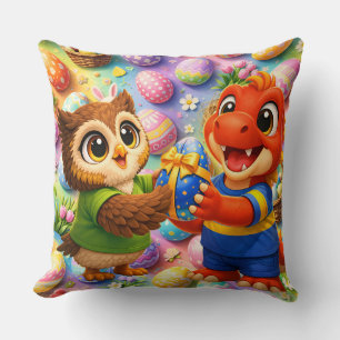 Rex and hoot happy Easter sharing kids bedroom thr Throw Pillow