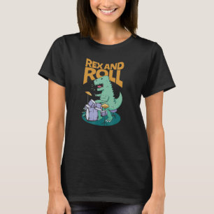 Rex and Roll Classic Rock and Roll Drummer Jurassi T-Shirt