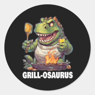Rex Bbq Dinosaur Funny Fathers' Day Grilling Classic Round Sticker