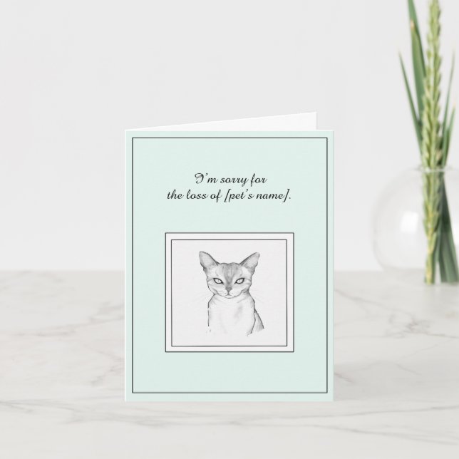 Rex Cat Sympathy Folded Greeting Card (Front)