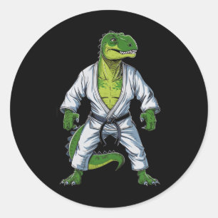 Rex Dinosaur Martial Arts Martial Artist Jiu-jitsu Classic Round Sticker