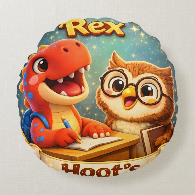 rex hoot round pillow (Front)