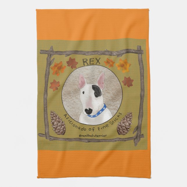 Rex La TV Terrier Serviette à plat d'automne (Vertical)