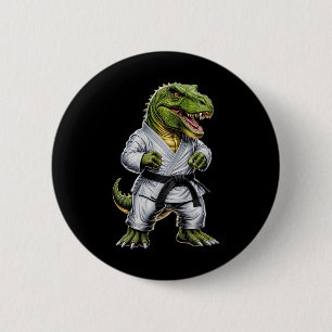 Rex Martial Arts Dinosaur Karate Judo Bjj Fighter  2 Inch Round Button