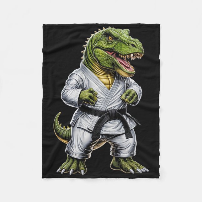 Rex Martial Arts Dinosaur Karate Judo Bjj Fighter  Fleece Blanket (Front)