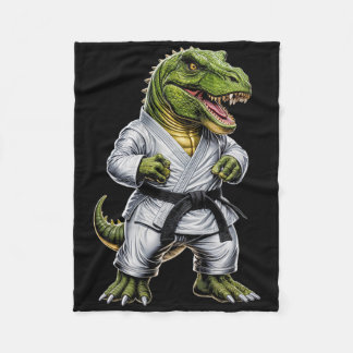 Rex Martial Arts Dinosaur Karate Judo Bjj Fighter Fleece Blanket
