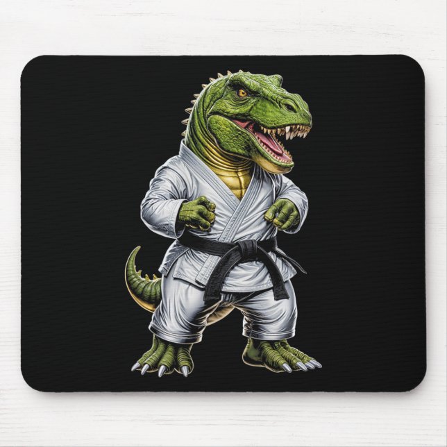 Rex Martial Arts Dinosaur Karate Judo Bjj Fighter  Mouse Pad (Front)