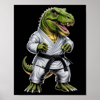Rex Martial Arts Dinosaur Karate Judo Bjj Fighter Poster