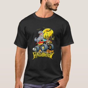 Rex Saurus Riding Monster Truck Happy Halloween T-Shirt