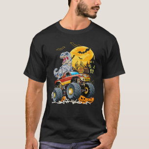 Rex Saurus Riding Monster Truck Happy Halloween T-Shirt