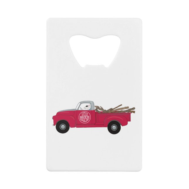 Rex The TV Terrier Red Truck Credit Card Bottle Opener (Front)