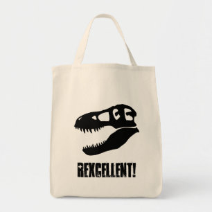 "Rexcellent!" T. rex Dinosaur Skull Tote Bag
