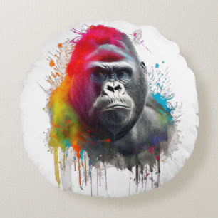 Rey de la Selva: Majestuoso Gorila Espald Round Pillow