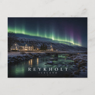 Reykholt Historic Village Iceland Aurora Postcard