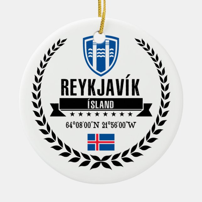 Reykjavík Ceramic Ornament (Front)
