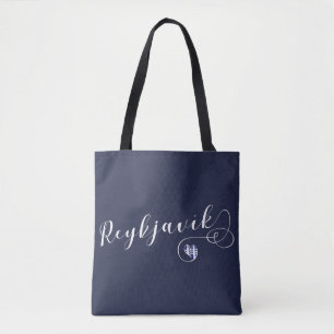 Reykjavík Heart Customizable Grocery Bag, Iceland Tote Bag