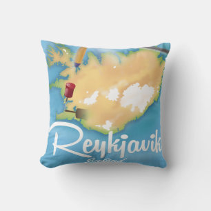 Reykjavik, Iceland holiday travel poster Throw Pillow