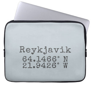 Reykjavik Iceland Latitude Longitude Laptop Sleeve