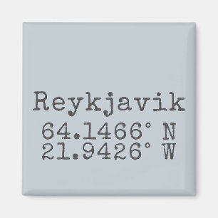 Reykjavik Iceland Latitude Longitude Magnet