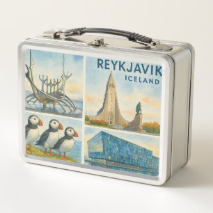 Reykjavik Iceland multiview  Metal Lunch Box