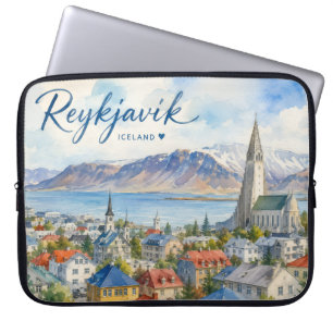 Reykjavik Iceland souvenir watercolor  Laptop Sleeve