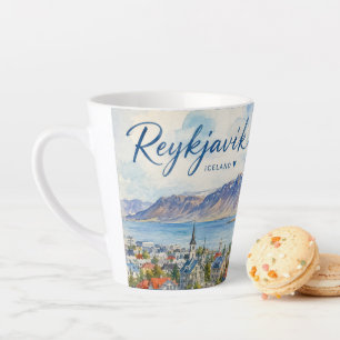 Reykjavik Iceland souvenir watercolor  Latte Mug