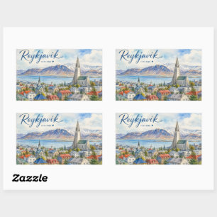 Reykjavik Iceland souvenir watercolor Sticker