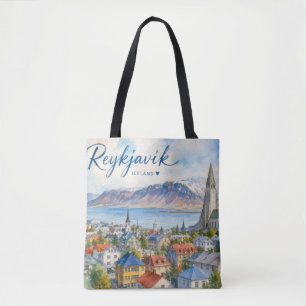 Reykjavik Iceland souvenir watercolor  Tote Bag