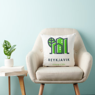 Reykjavik Iceland Sustainable Green City Throw Pillow