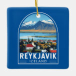Reykjavík Iceland Travel Art Vintage Ceramic Ornament<br><div class="desc">Reykjavík retro vector travel design. Reykjavík is the northernmost capital of a sovereign state in the world. It is among the cleanest,  greenest,  and safest cities in the world.</div>